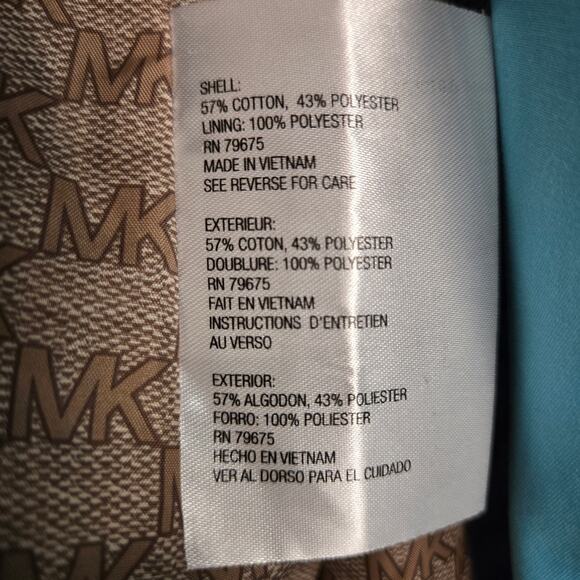 Women's Michael Kors Trench Coat Raincoat Turquoise Medium - Picture 15 of 16